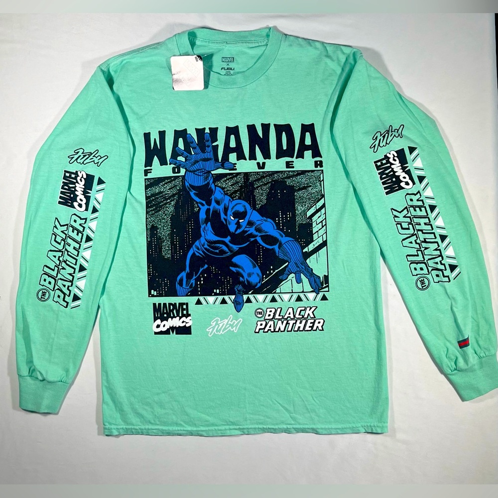 FUBU x Marvel Comics Black Panther Wakanda Forever Long Sleeve T Shirt US Small